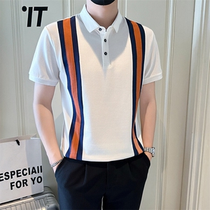 店主风社会小伙男士拼接型男翻领POLO衫男上衣301A-1/PL120/P58图片