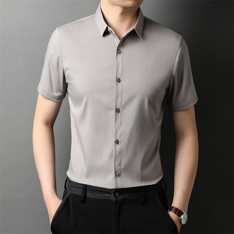 J369钱塘2020-1常年款夏季短袖衬衫商务休闲精品P83,男装衬衫,钱塘207-1