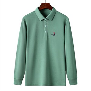 秋冬长袖男商务休闲上衣纯棉中年男士体恤翻领POLO衫潮HPN773-P75图片