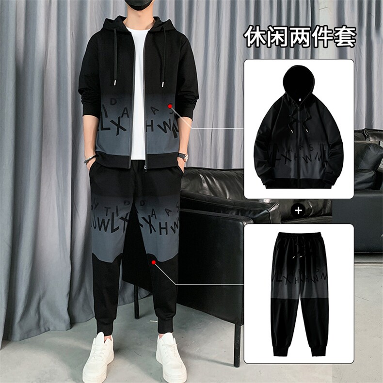 延续现货款青少年潮牌休闲潮流宽松运动开衫套装TZ413-P58,男装休闲套装,星座301B-1