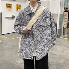 1506-1/JY80941/P45春秋季新款高街蓝白斜纹重工贴布刺绣宽松夹克，男装夹克，星座1506-1