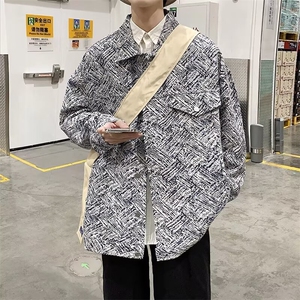 1506-1/JY80941/P45春秋季新款高街蓝白斜纹重工贴布刺绣宽松夹克图片