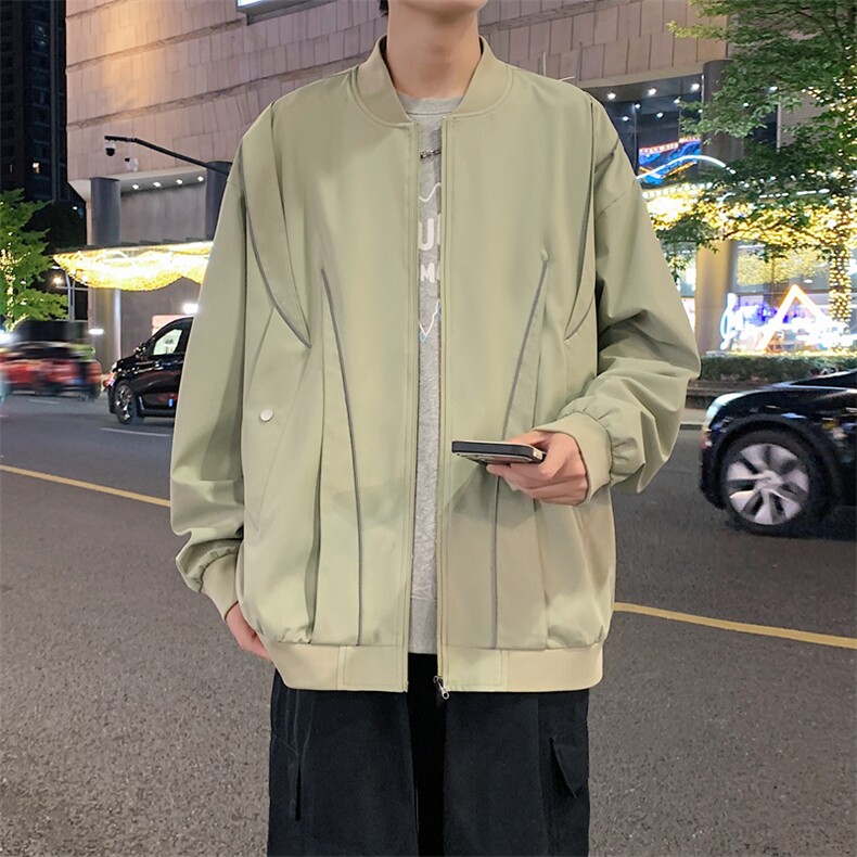 外套男女款放光条复古棒球服秋季情侣潮牌飞行夹克JK0238-P73,男装夹克,星座308B-2