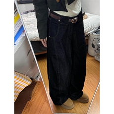 春秋弯刀牛仔裤窄版阔腿裤女宽松微胖腿粗显瘦直筒裤NK7078，男装牛仔裤，星座1116A（原606A-3）