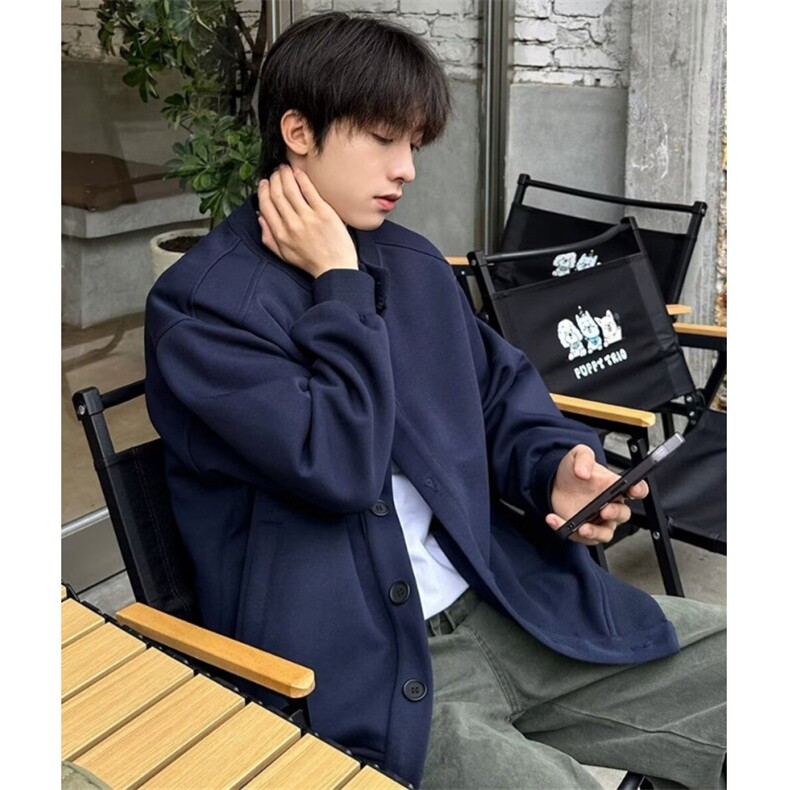 春秋纯色插肩拼接立领外套男士运动拉链休闲夹克开衫W88001，男装夹克，星座1116A（原606A-3）