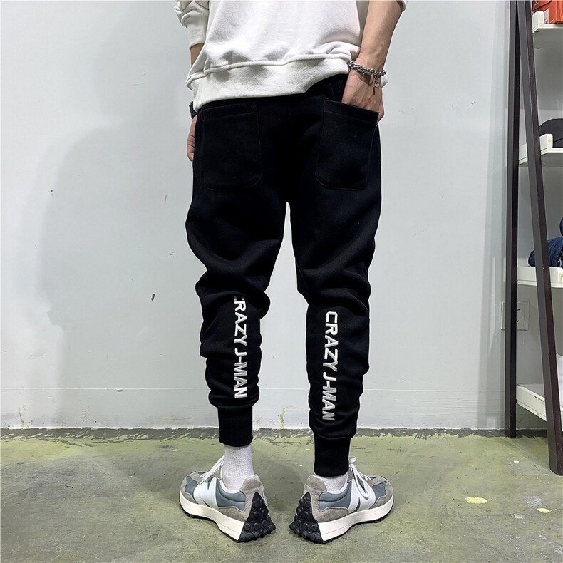 B230-2070P852025秋季字母刺绣束脚哈伦运动卫裤男加厚休闲裤,男装休闲裤,电商B230