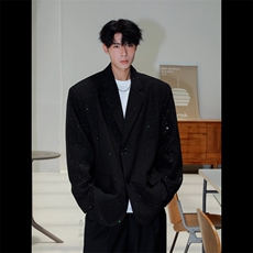 男模穿搭满天星黑色休闲西装外套西服XF709特P58，男装西服，星座908-1