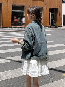 港风复古牛仔外套女2025春季新款高级感设计感宽松减龄小个子夹克图片
