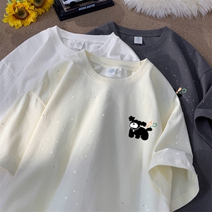 量大优供抖音视频 支持得物配合二开美式满天星亮片短袖T恤MTX570图片