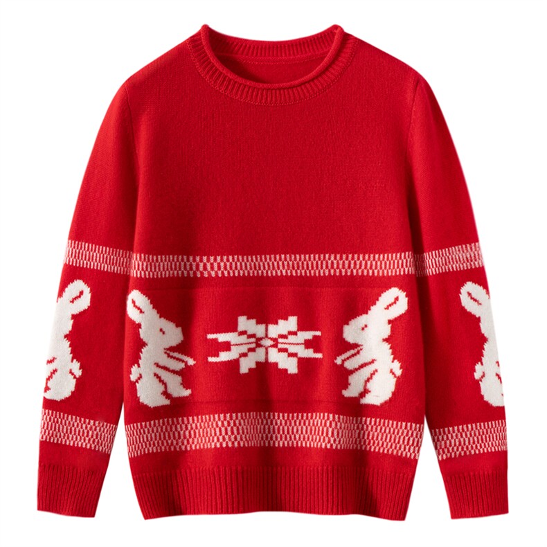 男女通用秋冬卷边小兔半高男女通用，童装儿童羊绒衫，奥赛羊绒童装