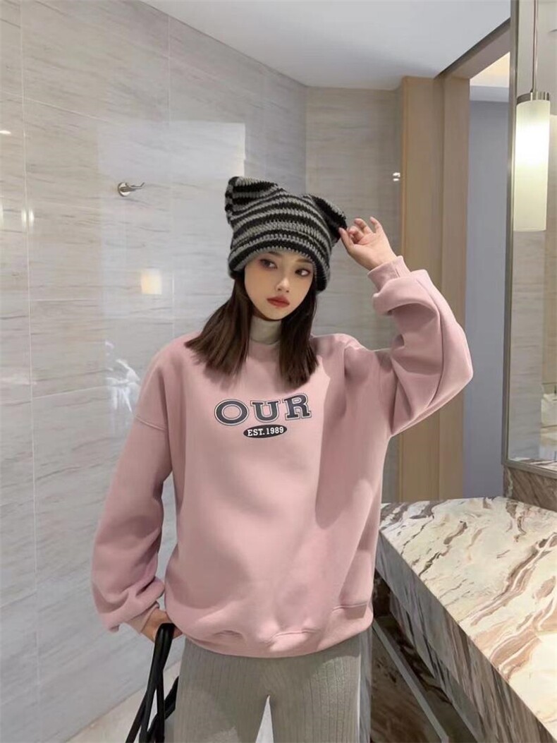 时尚休闲加绒高领卫衣，女装卫衣/绒衫，泽妤