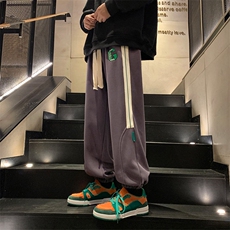 703-K879-P55加绒P65新款男绣花棉质束脚织带拼接卫裤，男装休闲裤，星座703