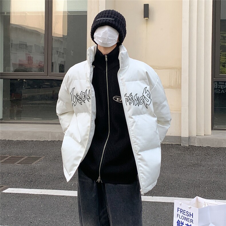 特批港风高街风个性字母印花宽松立领棉衣MY6455P95控158,男装棉衣,电商A247