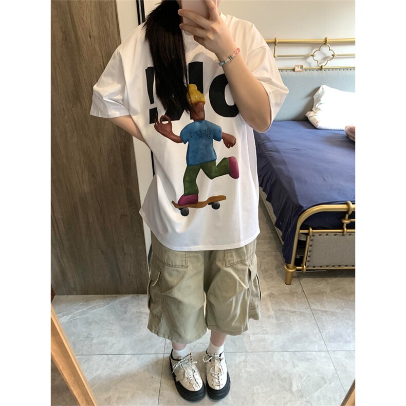 网图有货美式卡通人物OK印花短袖T恤男女情侣宽松上衣A584-P25,男装T恤,星座1505