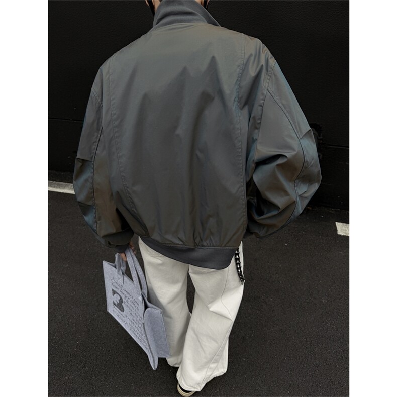 档口图炫彩缎面飞行夹克立领短款廓形美式棒球服J2591-P70,男装夹克,星座1213
