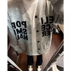 字母V领开衫毛衣秋冬软糯慵懒风针织衫外套潮-KS9816-网图，男装针织衫/毛衣，星座1002-2