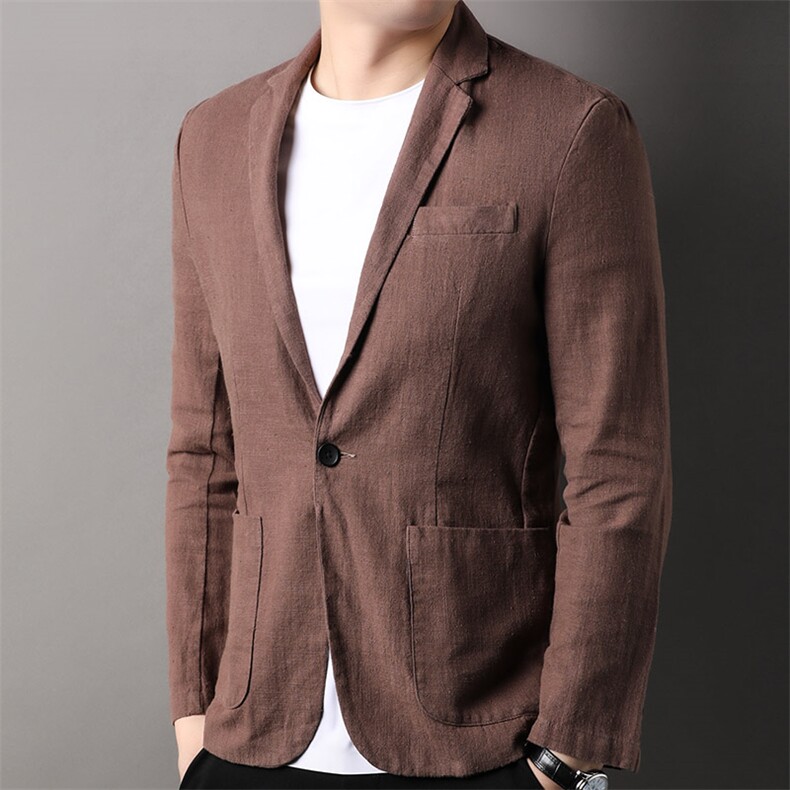 F82300钱塘2020-1春夏新款高品质男装亚麻西服修身男士外套P130，男装西服，钱塘207-1