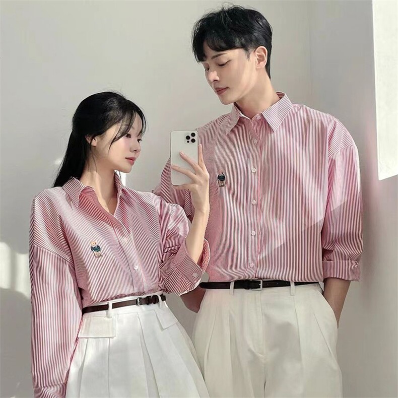 春季情侣长袖衬衫条纹衬衣宽松休闲衬衫716A-1-C905P55，男装衬衫，星座716A-1（原星座815）