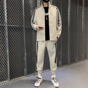 现货主推-秋冬休闲运动套装男新款棒球领开衫款运动潮男D02P70图片