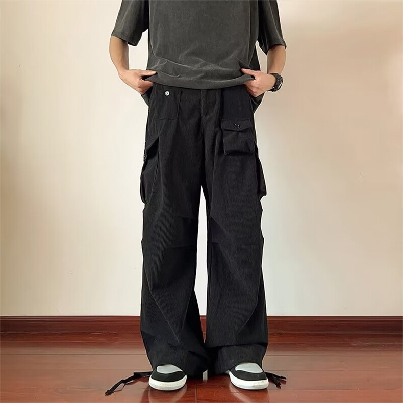 大码美式复古磨破工装裤男女高街宽松显瘦休闲阔腿长裤潮K204p58,男装休闲裤,星座1013