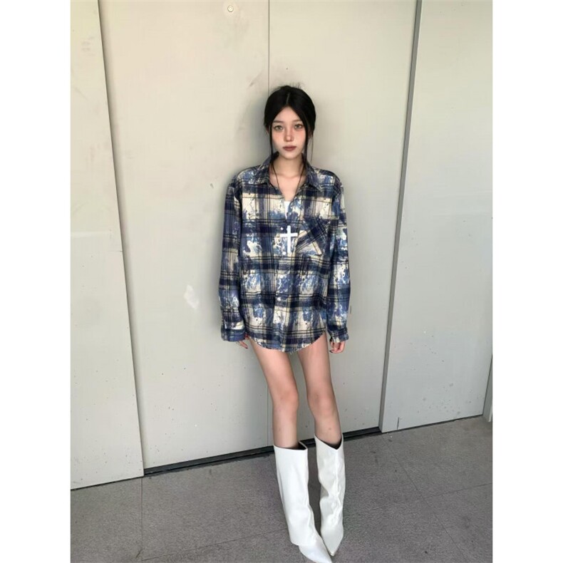 【有货】cleanfit扎染格子衬衫男设计感高级感衬衣C3002HH-特P50,男装衬衫,星座1007（原301D）