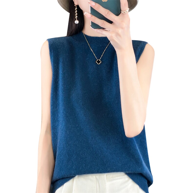 秋冬季新款圆领无袖毛衣女宽松显瘦时尚百搭针织上衣,女装背心吊带,贵皇网供仓