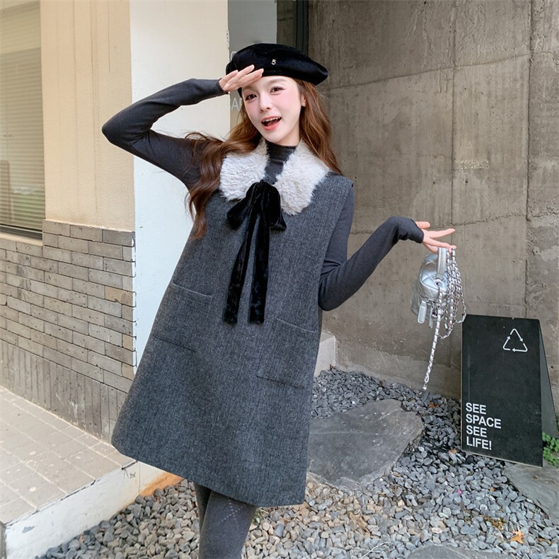 【】打底针织+背心宽松套裙送围脖三件套2D148-2603-P170K255,女装套装/套裙,2D148