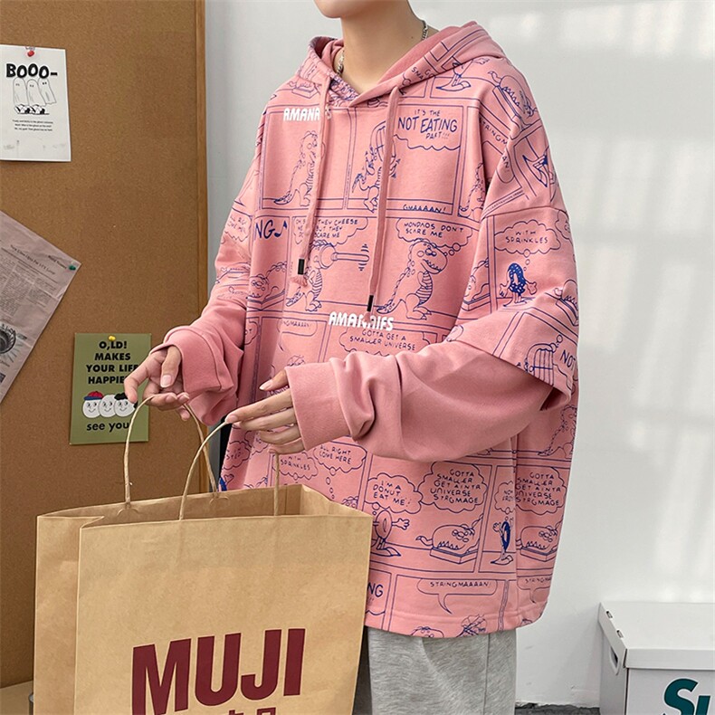 春季男女休闲2023青少年潮牌长袖时尚连帽套头港风卫衣W407-P58,男装卫衣,电商A441-1