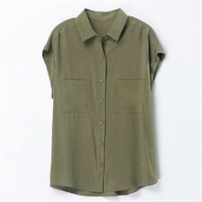 欧货设计感小众半袖薄款衬衫女2024夏装新款宽松衬衣无袖落肩上衣，女装蕾丝衫/雪纺衫，奕阳依阁