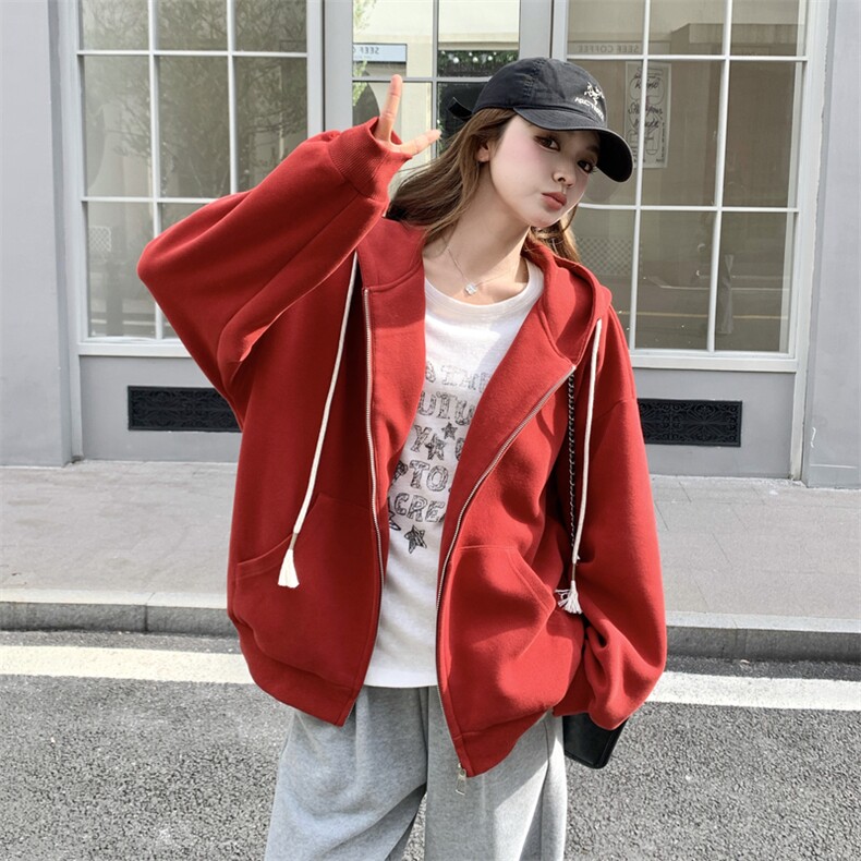 新款有货春季休闲红色卫衣外套5509P135K208,女装卫衣/绒衫,2C176