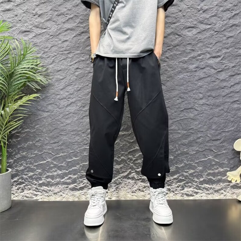气质春季2025新款男士百搭束脚休闲裤慵懒简约潮流文艺无品牌新款图片