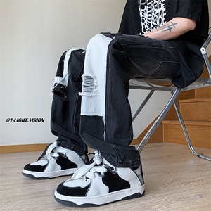 B221 美式ins高街小众个性拼接宽松破洞牛仔裤 LK23099-P65 控88图片