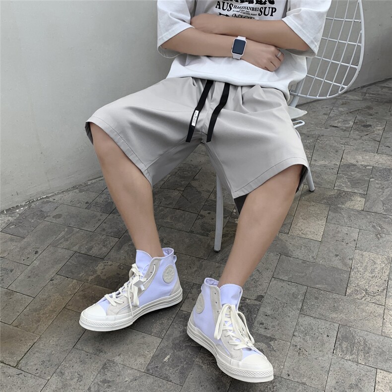 百搭2022潮牌宽松简约冰丝短裤男潮流大码外穿五分裤DK515-特批20,男装休闲裤,星座718-1