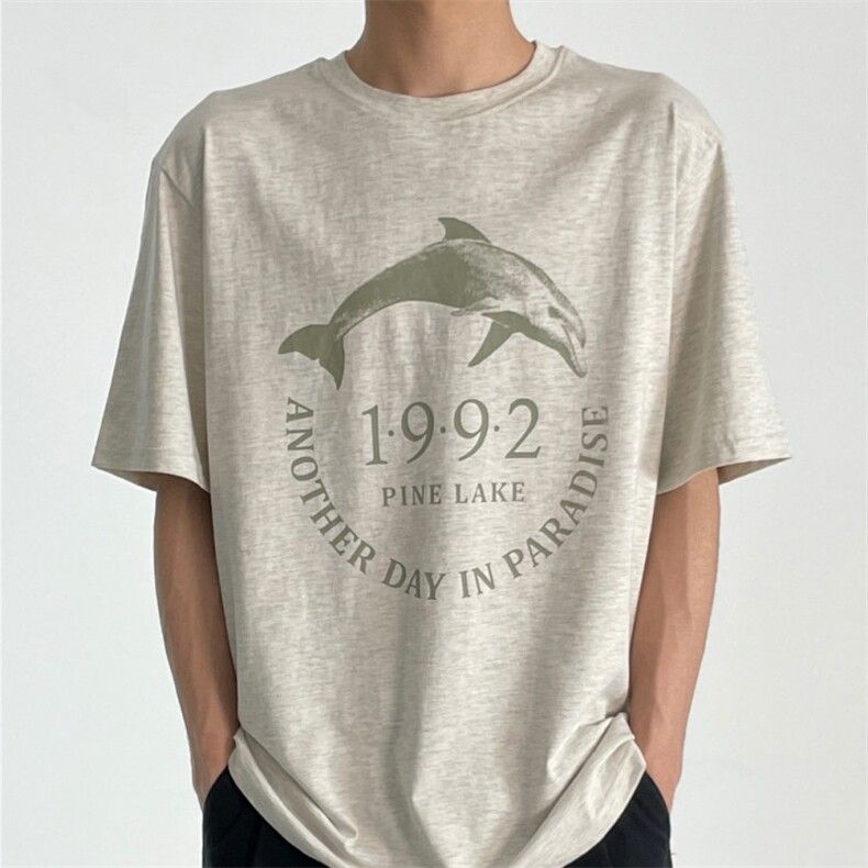 816B-T1023-P40夏季英文美式印花短袖韩版T恤情侣高级感韩ins,男装T恤,星座816B