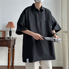 夏季潮牌ins高级感工装上衣翻领设计感小众短袖T恤男T1447-P35，男装Polo衫，星座512-2