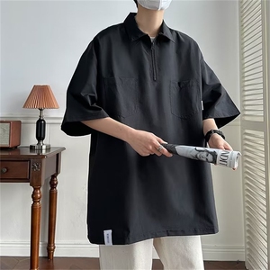夏季潮牌ins高级感工装上衣翻领设计感小众短袖T恤男 T1447-P35图片
