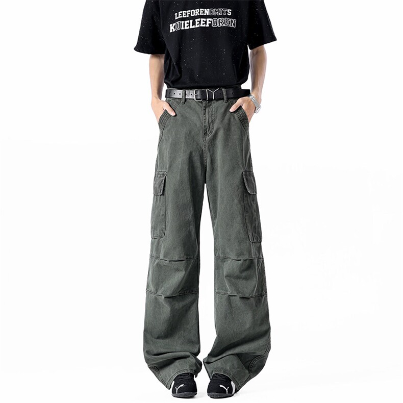 美式高街机能工装休闲裤宽松阔腿垂感直筒长裤XG122P53,男装工装外套,星座1013-1