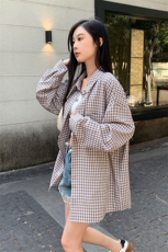 特批P36无差价2025春港风小格子长袖衬衫中性时尚大码衬衣男C5455，男装衬衫，电商A001-1