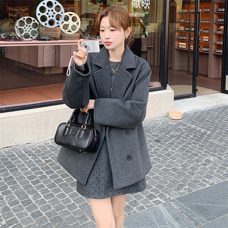 现货加棉毛呢西装大衣显瘦保暖时尚外套，女装毛呢外套，天使之佳话