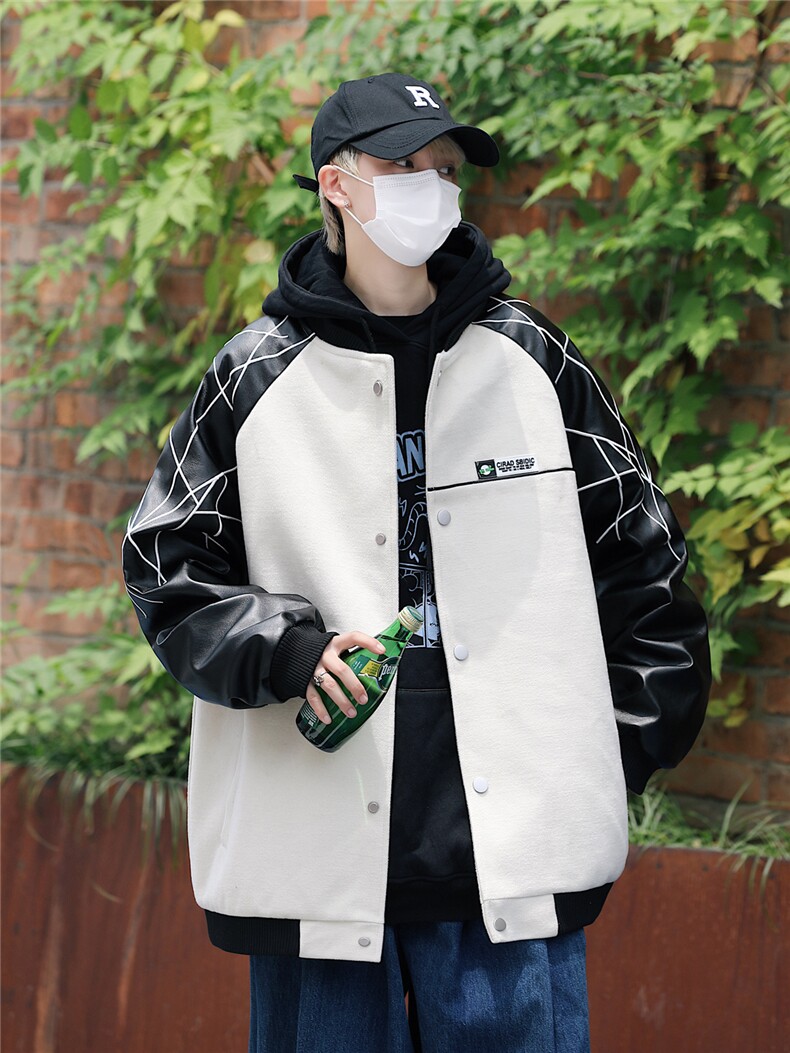 精品秋冬装飞行棒球服男女夹克毛呢拼皮刺绣轻熟JK1701-P115港风A,男装夹克,星座401