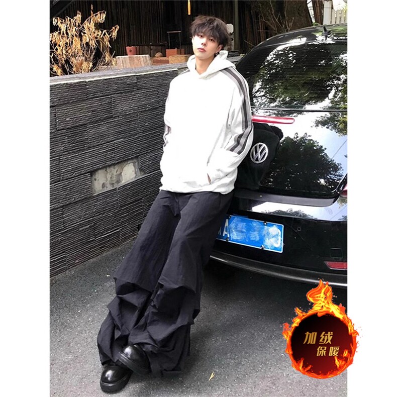 2024春秋重磅条纹拼接连帽卫衣男款美式街头国潮宽松帽衫套头外套,男装卫衣,电商A486