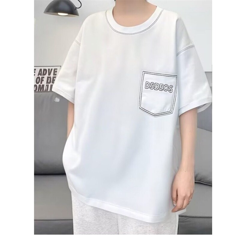 设计感假口袋T恤男短袖夏季宽松五分袖体恤潮流情侣衣服ST528-P34,男装T恤,星座412-3