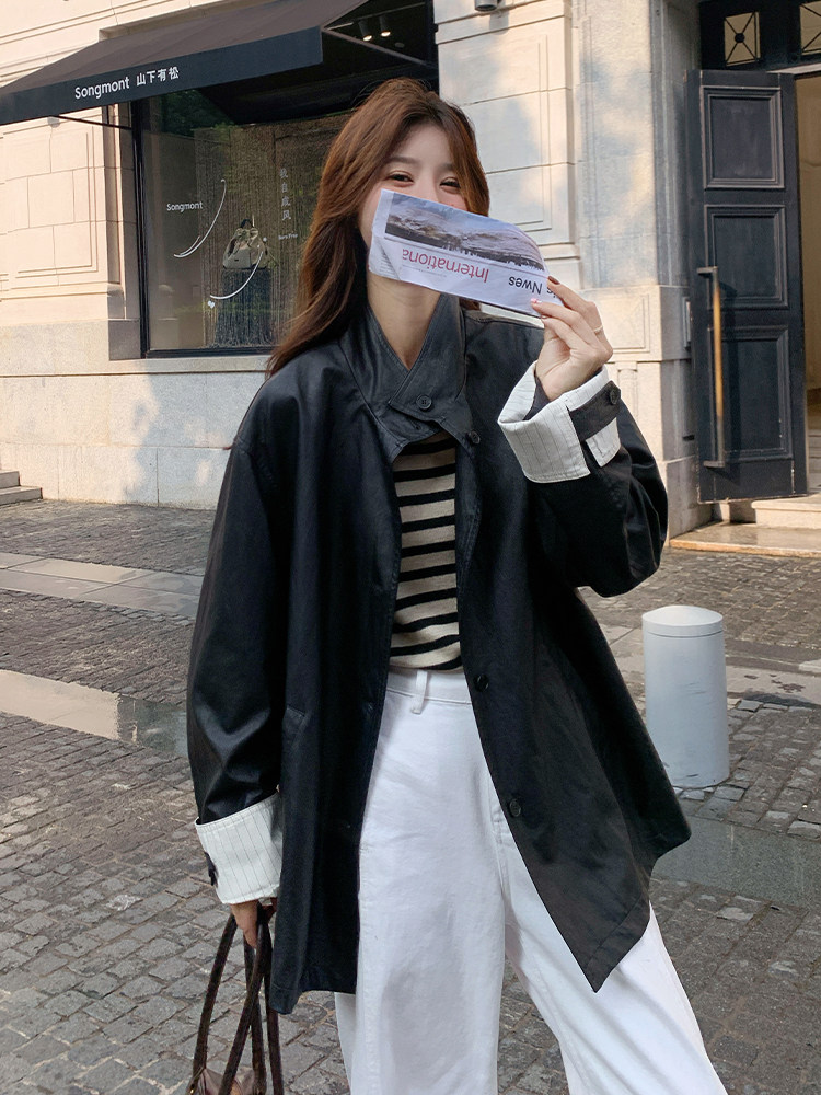 设计感黑色皮衣外套女2025秋新款小个子休闲减龄今年流行机车夹克图片