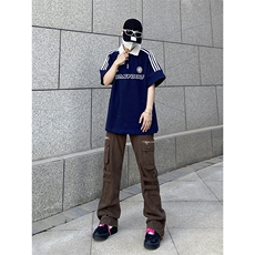 B221美式ins高街小众拉链多口袋休闲工装裤LK23045-P75控98，男装休闲裤，电商B221