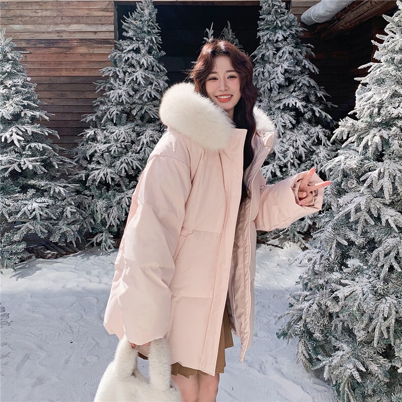 现货2D078-8137-P345K469真狐狸毛领中长款羽绒服50,女装羽绒服,2D078