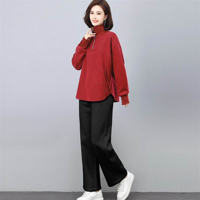 三年不下架2024年新款冬季时尚加绒加厚卫衣休闲两件套女大脚裤女,女装套装/套裙,璐依舞