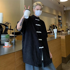新中式男女风盘扣衬衫夏季薄款冰丝衬衣镂空设计感改良版汉服，男装衬衫，星座601-2
