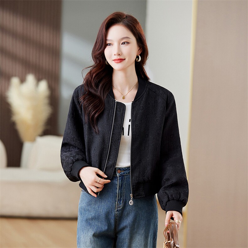 时尚百搭棒球服短外套女秋季新款显瘦小个子休闲上衣,女装短外套,美沁