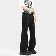 xz905-2-Z029#P65-（控98）吊磨猫须水洗微喇牛仔裤，男装牛仔裤，星座905-2