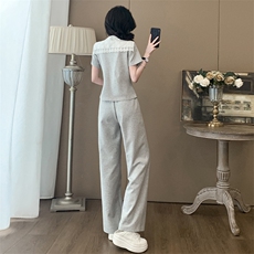 时尚潮流休闲套装女新款高级感显瘦收腰连帽卫衣阔腿裤两件套，女装套装/套裙，江南